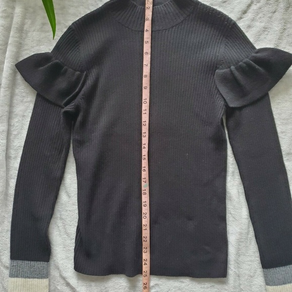 Cynthia Rowley Black Wool Mock Neck Sweater - Picture 6 of 7